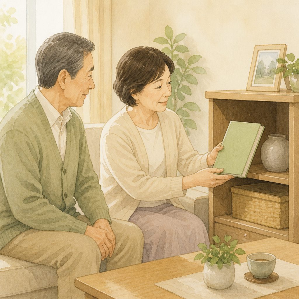 エンディングノートの保管場所と家族への伝え方のイメージイラスト