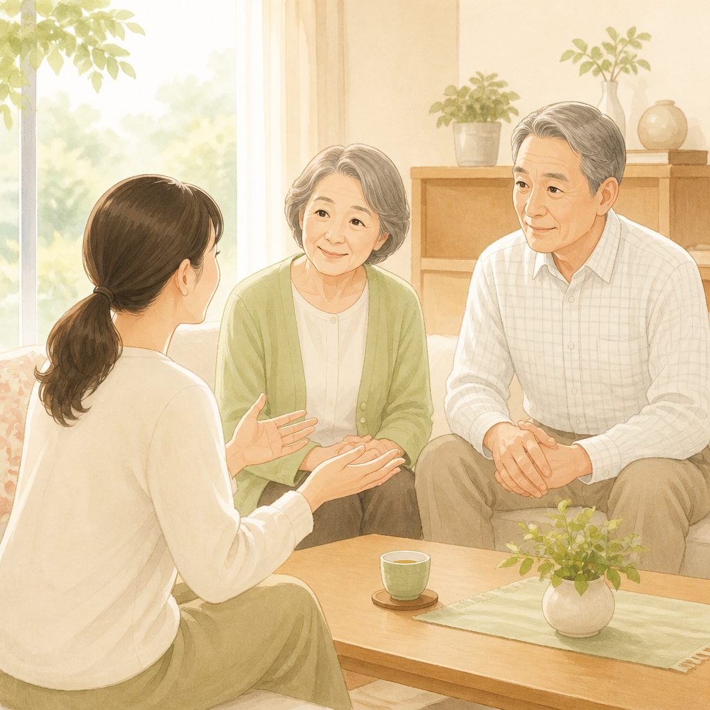 実家の親に終活を切り出す言い方の実例5つのイメージイラスト