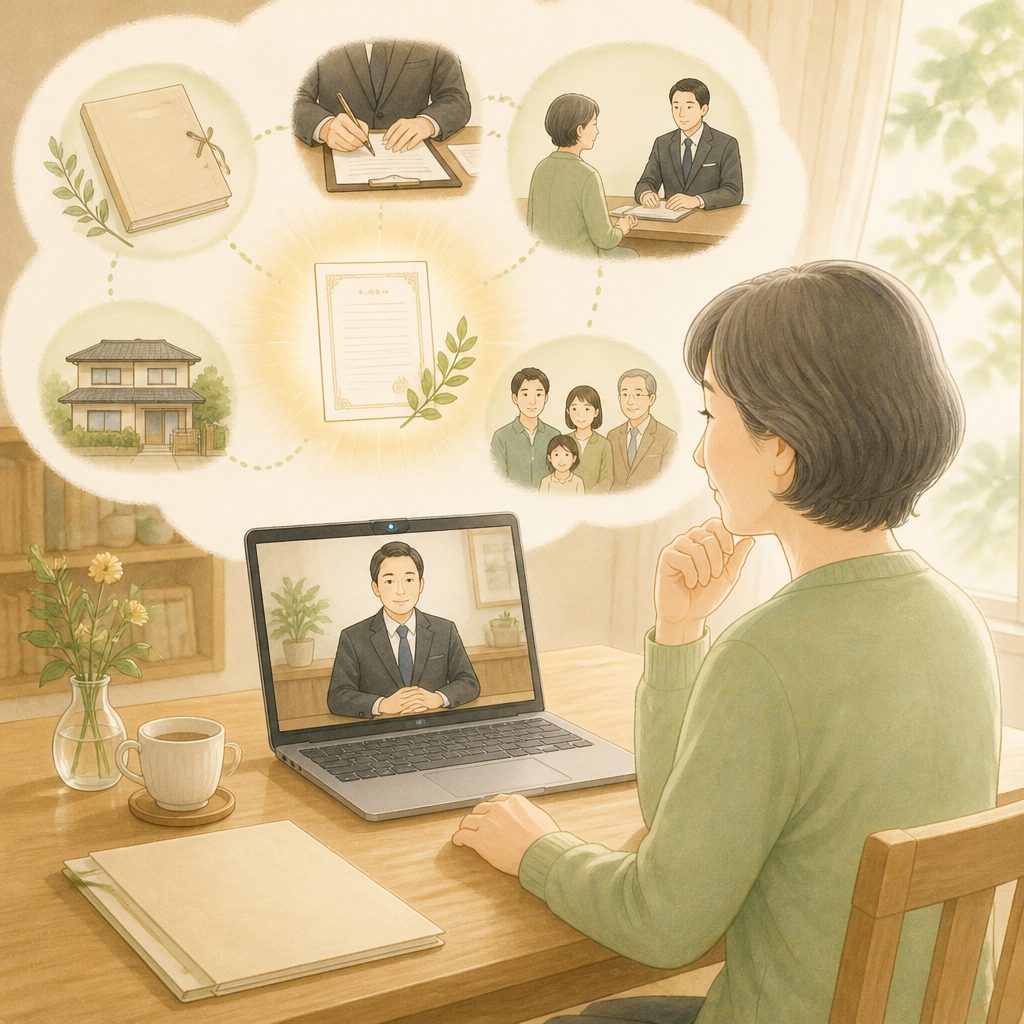 公正証書遺言はオンラインで作れる?流れと注意点のイメージイラスト