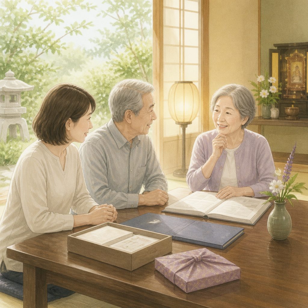 お盆の帰省で親と終活の話を|準備と切り出し方のコツのイメージイラスト