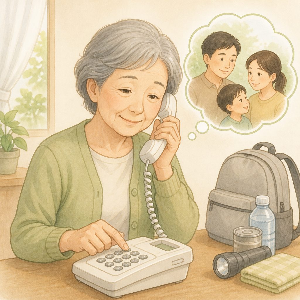 災害用伝言ダイヤル171の使い方｜シニアもできる安否確認のイメージイラスト