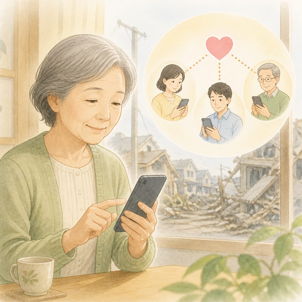 災害用伝言板web171の使い方｜スマホで文字の安否確認のイメージイラスト