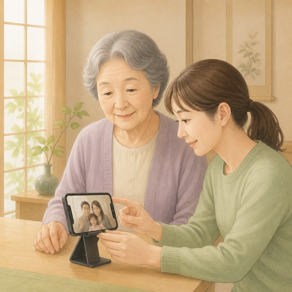 親とビデオ通話|帰省中にできる設定3ステップのイメージイラスト