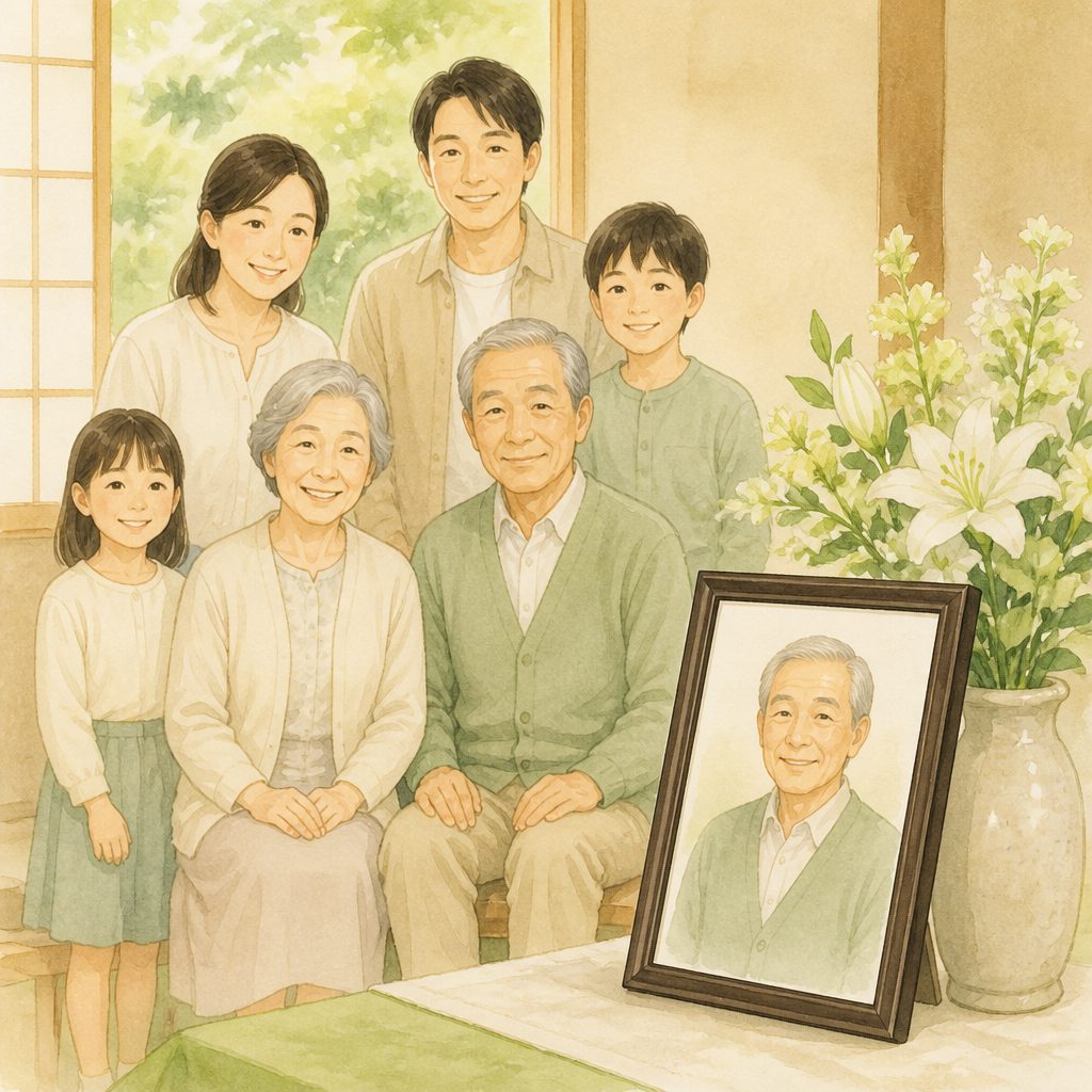 敬老の日に家族写真を｜記念にも遺影の備えにものイメージイラスト